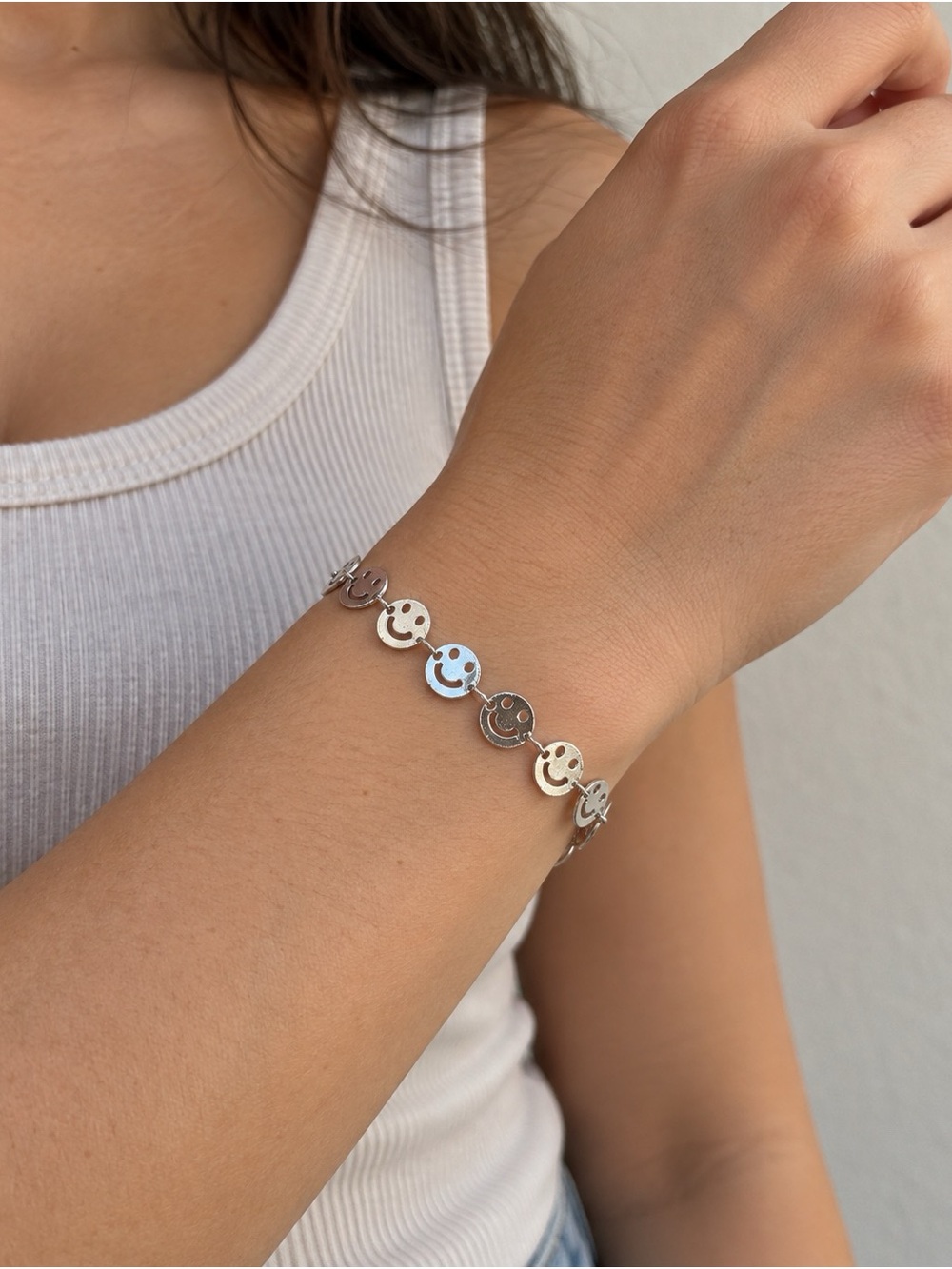 Smiley Face Chain Bracelet - Gold and Silver